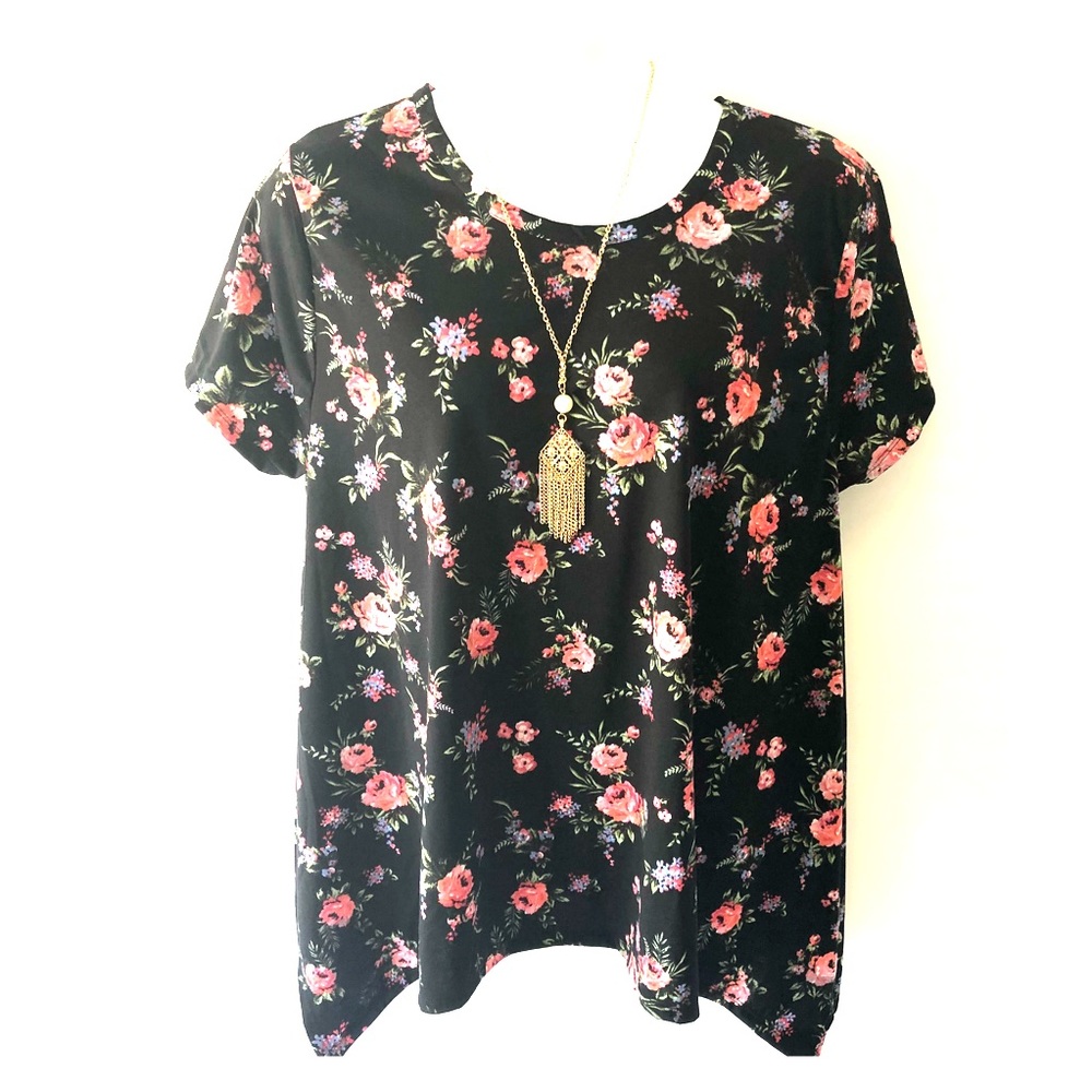 WOMEN’S TUNIC BLOUSE TOP ROUGE COLLECTION SIZE 4X BLACK